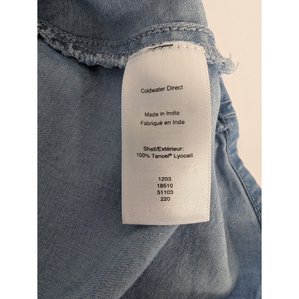 Coldwater Creek Blue Tencel Button Front Midi Skirt XS Elastic Back Pockets - Picture 6 of 10